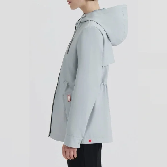 HUNTER Abbey Short Rubberized Rain Jacket w/ Hood XL Silver Grey NWT - Picture 14 of 17